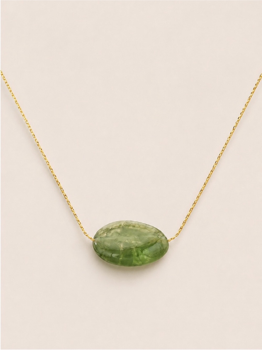 New! Green Gemstone 18K Gold Plated Necklace NWOT